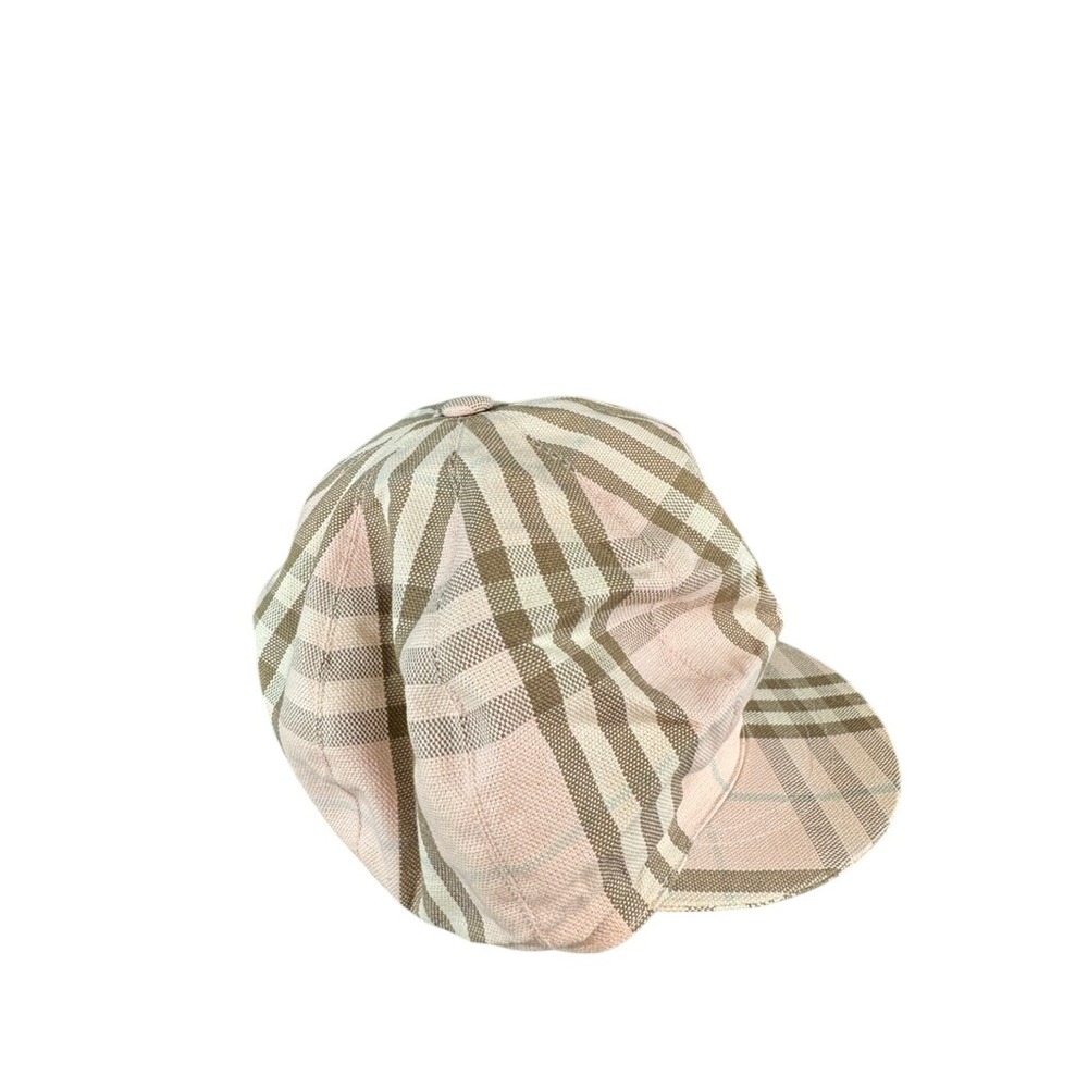 Burberry London Pink Nova Check Newsboy Cap Hat Made in England Size L